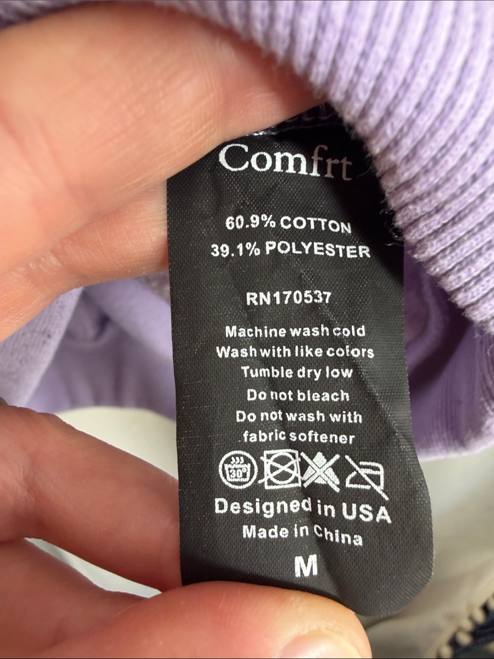 Comfrt Cozy Pastel Lavender Hoodie Heavy Cotton Oversize Sweatshirt Medium - Picture 8 of 9